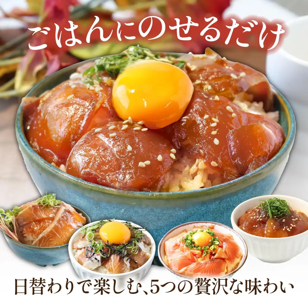 漬け丼5種セット 真鯛・ブリ・カンパチ・マグロ・サーモン 1食80g×計15P