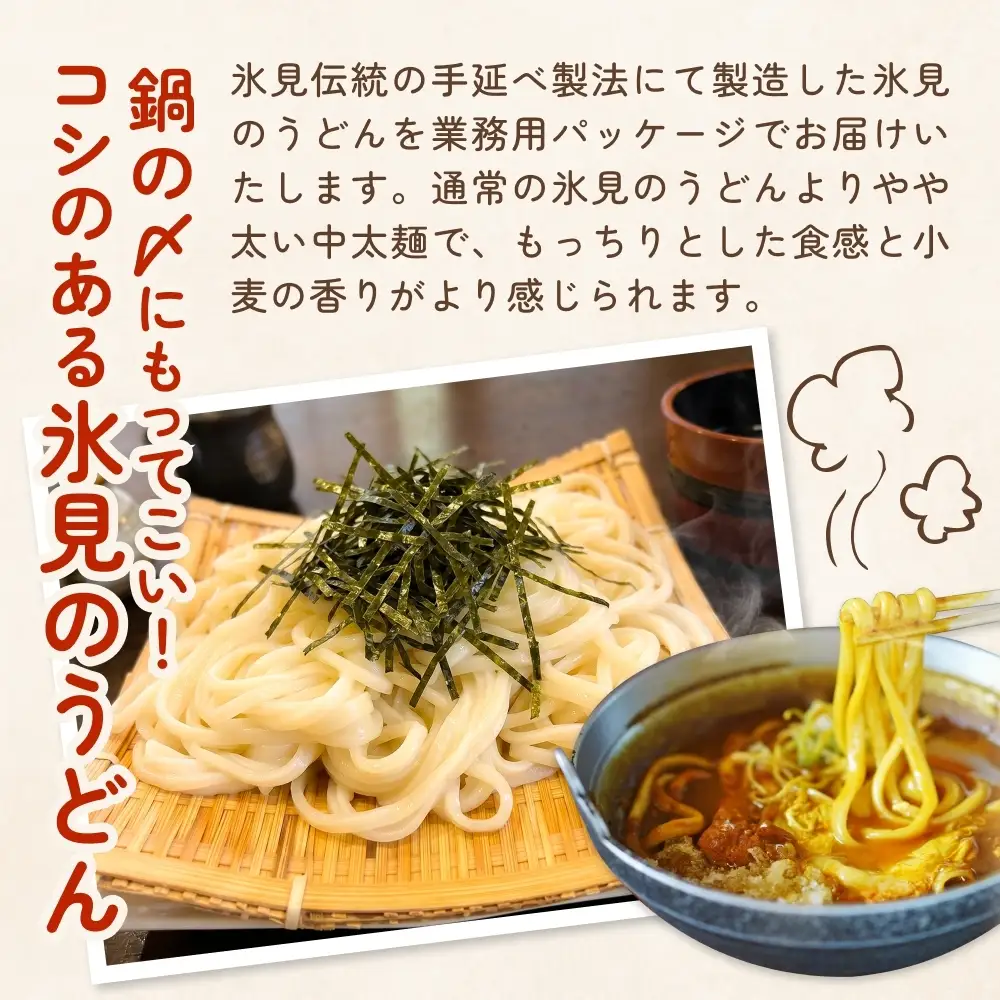 【 3回 連続 定期便 】【 訳あり 】 業務用 氷見うどん 1kg 訳アリ うどん 乾麺 業務用 鍋 〆 アレンジ 簡易包装 富山 氷見