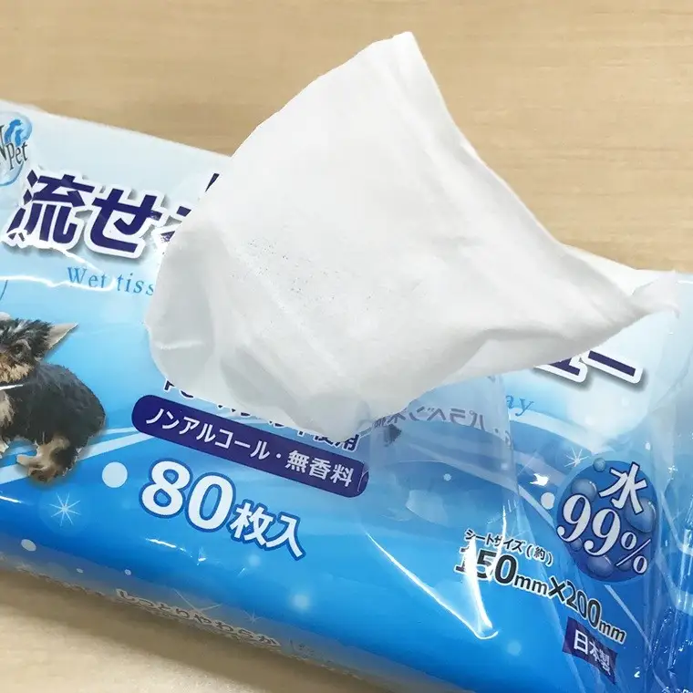 ペット用 ウェットティシュー 流せる DN-Pet 80枚×36入 2880枚 ウェットティッシュ ヒアルロン酸配合 しっとりやわらか 水99%使用 PG パラベン不使用 ノンアルコール 無香料 ペット用品 消耗品 日用品 富士市 [sf088-006]