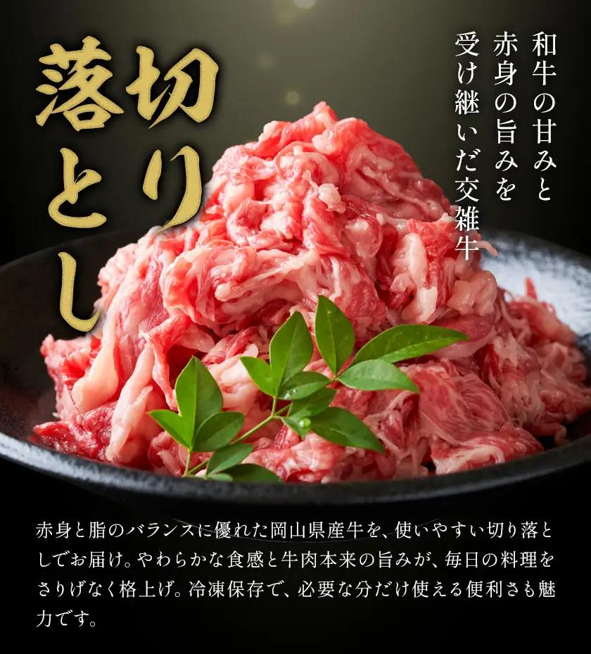 【6ヶ月定期便】岡山県産牛 切り落とし 交雑牛 500g×6回