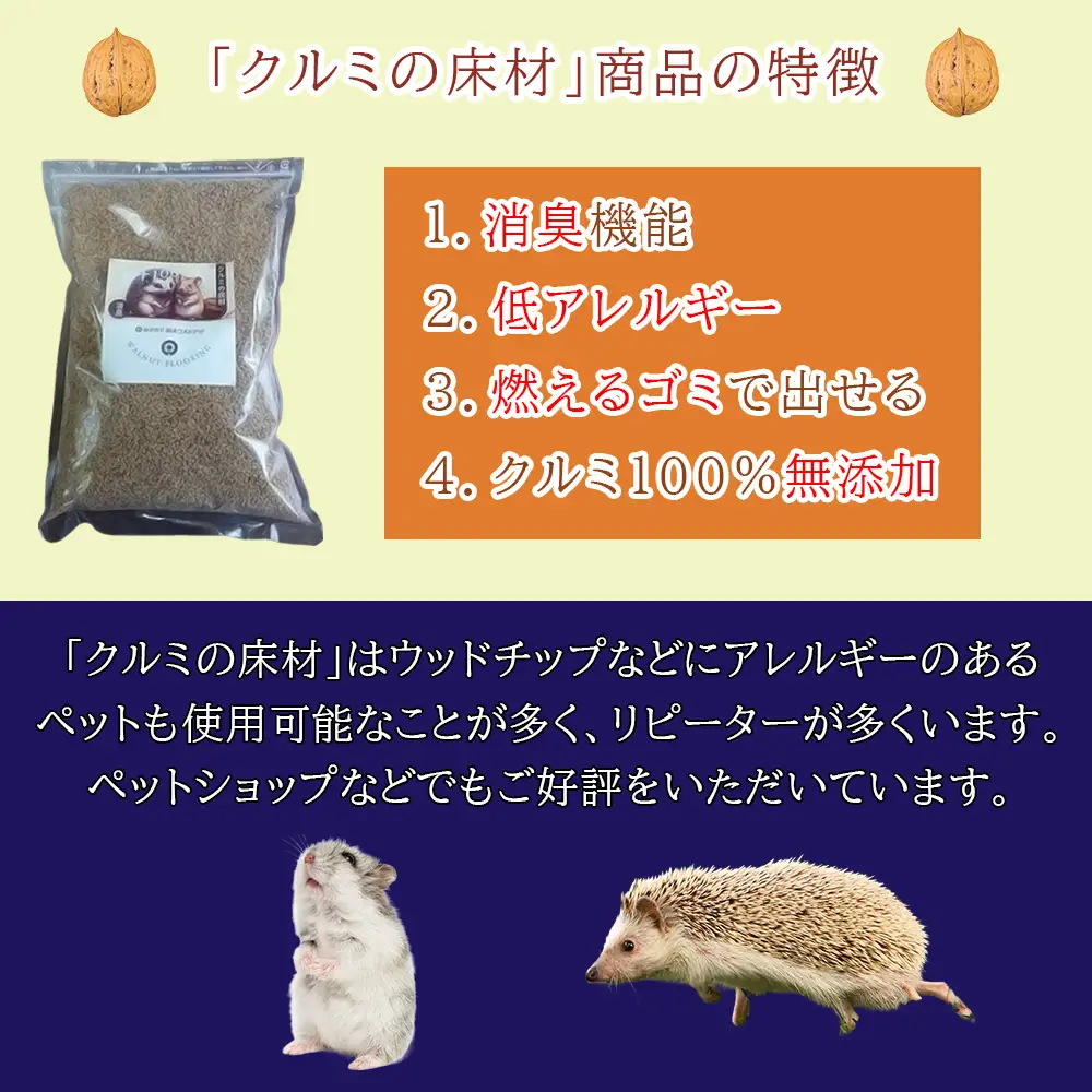 【ふるなびWEEK対象】【ふるさと納税限定】クルミの床材　ペット用品　小動物向け　天然素材無添加　消臭　低アレルギー