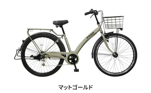 【 Mゴールド 】 CHACLE エアレスワイド G-Crew ノーパンク タイヤ × 1台 【 完全組立配送 】 アーチフレーム 変速機 バスケット キャリア ブレーキ ライト 馬蹄錠 ホイール 自転車 ライダー 通勤 通学 日常使い