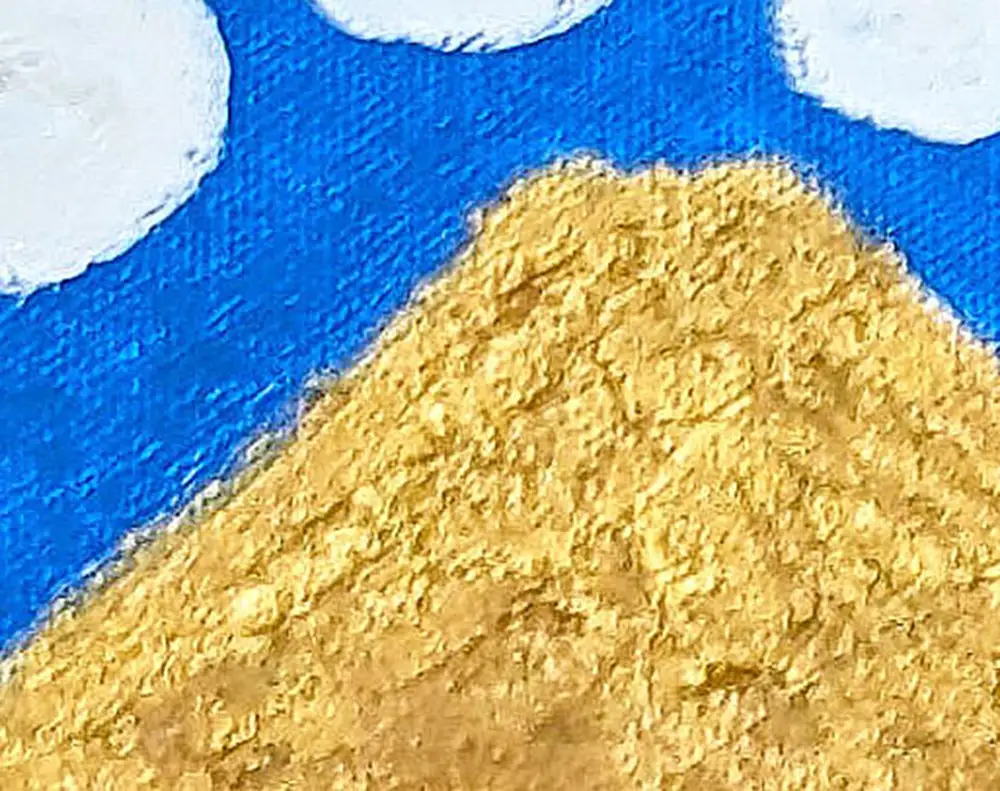 絵画 富士山溶岩パワーアート「白雲に黄金富士と太陽D」 絵画