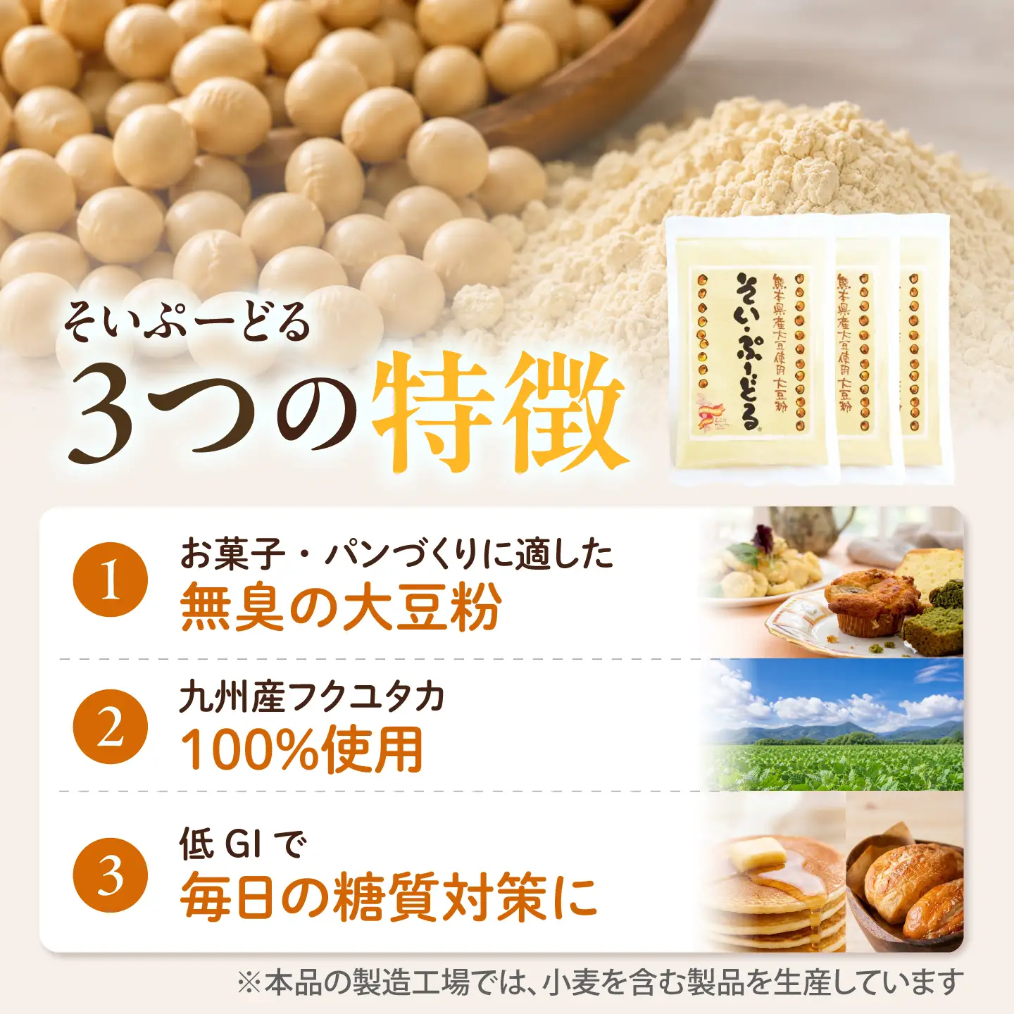 ソイプードル150g×3袋 大豆 SOY 粉末 熊本県産 【株式会社 れんげ・カンパニー】[ZAX004]