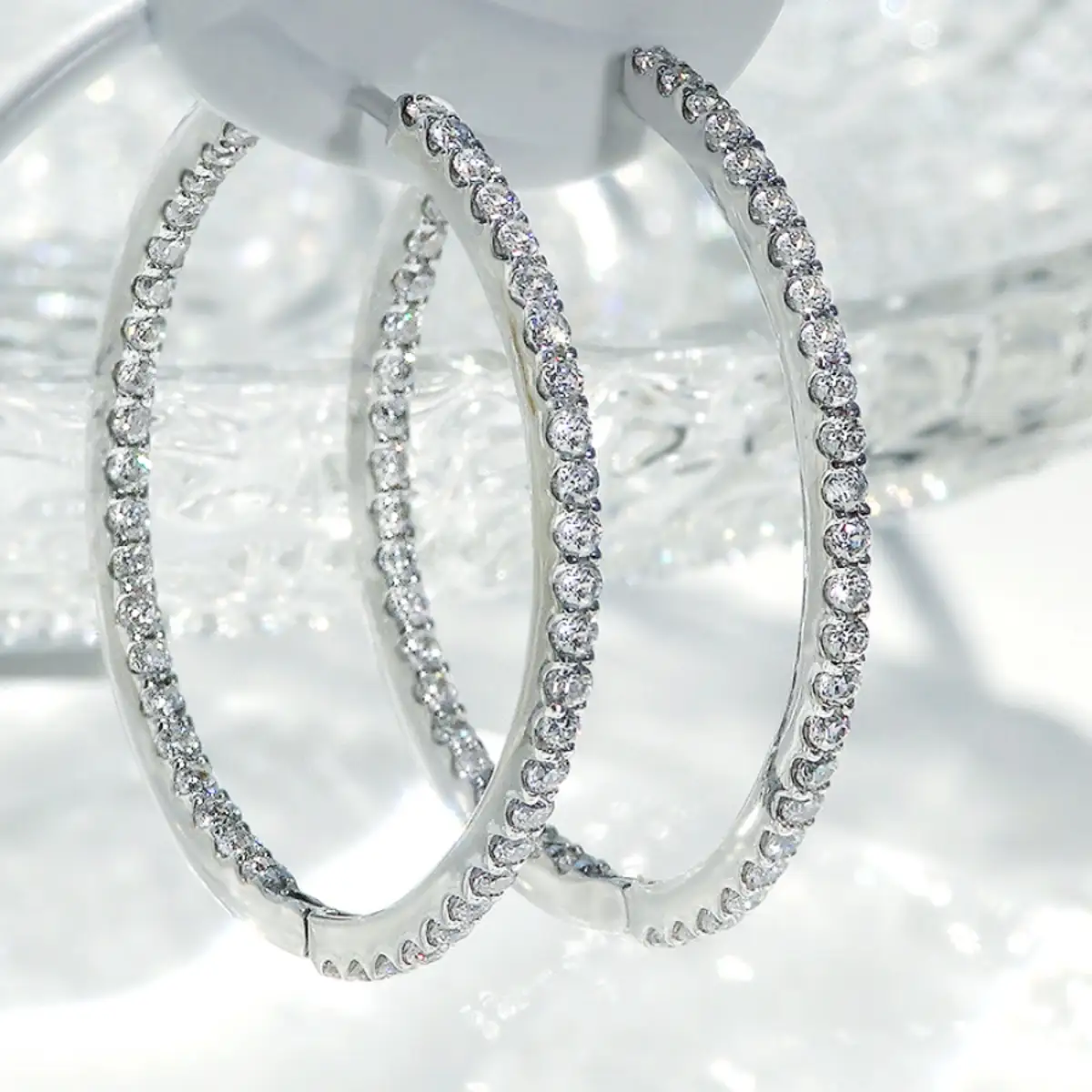 K18WG 【1.0ct】ダイヤモンド中折れフープピアス【27mm】 CSP00026-18W SWAV084