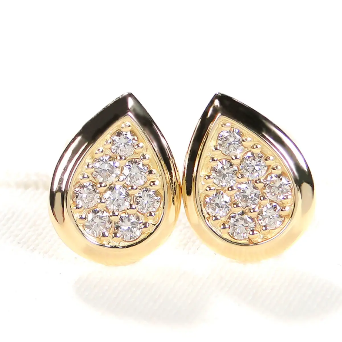 K18YG【0.32ct】ティアドロップ パヴェ ダイヤモンド ピアス CSP00071 SWAV087-b