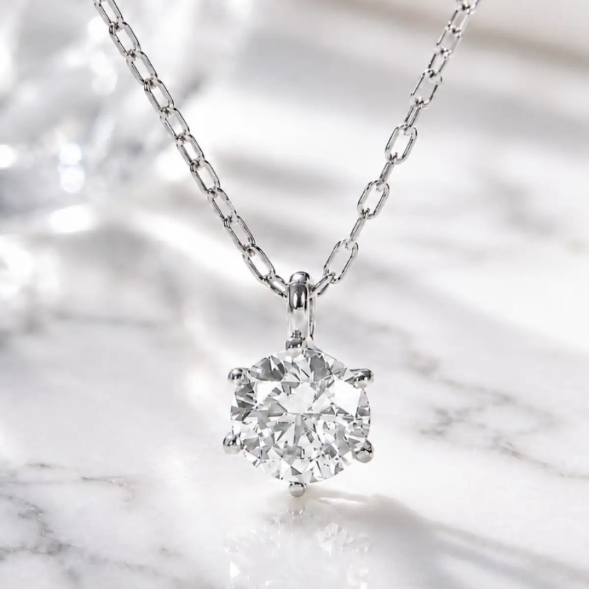 Pt950【0.20ct】６本爪一粒ダイヤモンドペンダントネックレス EmN0171-pt SWCJ017-a