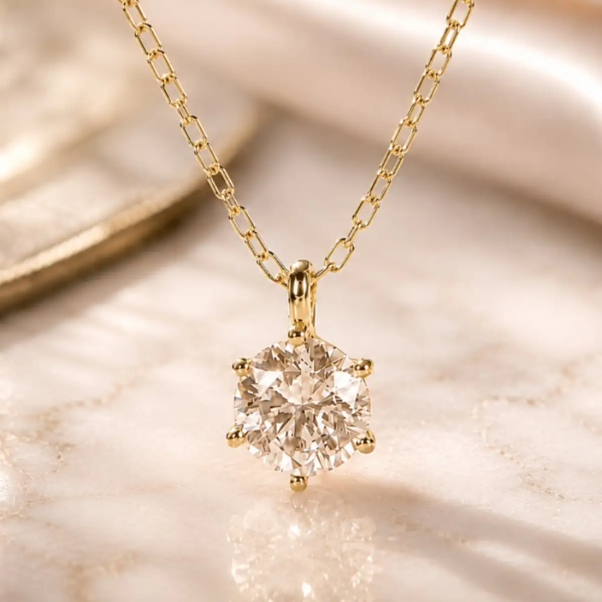 K18YG【0.20ct】６本爪一粒ダイヤモンドペンダントネックレス EmN0171-18Y SWCJ017-b