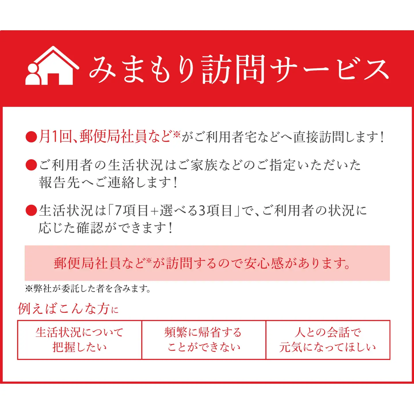 郵便局のみまもりサービス「みまもり訪問サービス(３か月)」