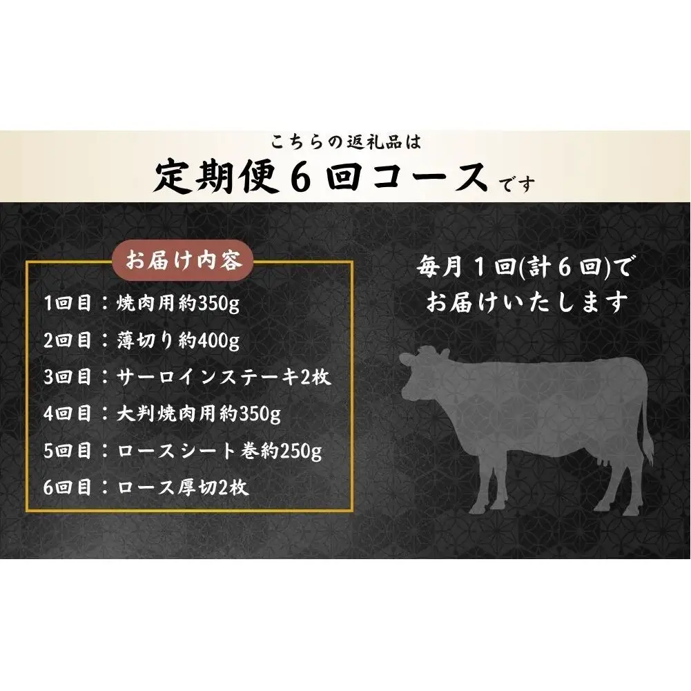 【宇陀里牛 定期便6回 (小人数向け) 】宇陀里牛 食べきりサイズ ／ふるさと納税 宇陀里牛 黒毛和牛 少量 牛肉セット 焼肉 ステーキ すき焼き 6回配送 国産和牛 光福久屋 奈良県 宇陀市