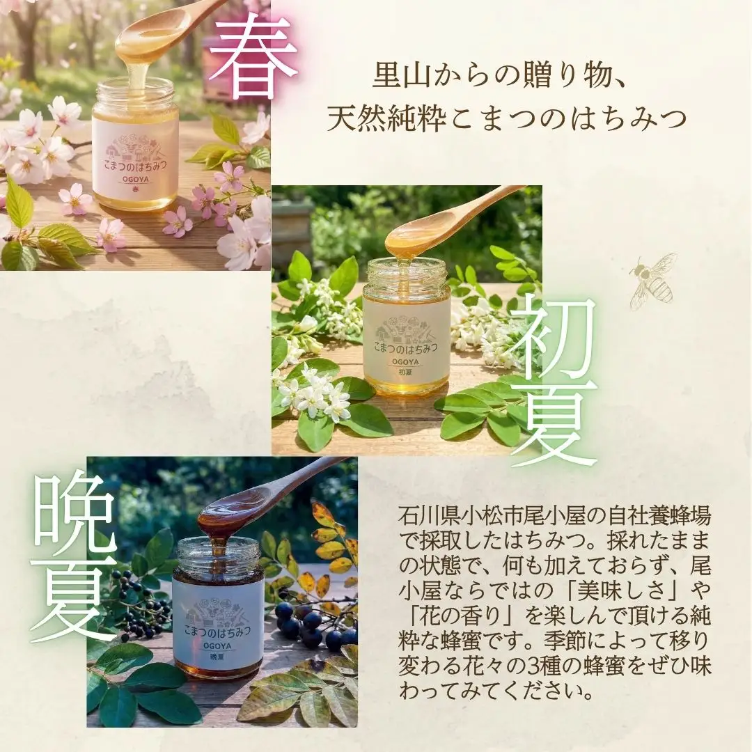 国産はちみつ 70g×3種類 食べ比べ セット 蜂蜜 はちみつ 石川県 小松市