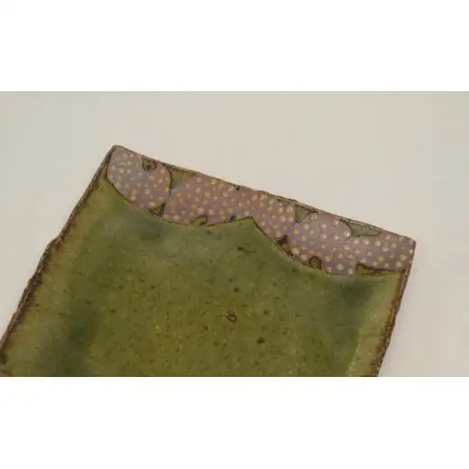 釉彩角皿 2枚セット ドット模様 和食器 お皿 陶芸品《受注制作》皿 中皿 正方形 和食器 おすすめ プレート パスタ皿 サラダ皿 食器 おしゃれ モダン 陶芸 陶器 陶芸作家
