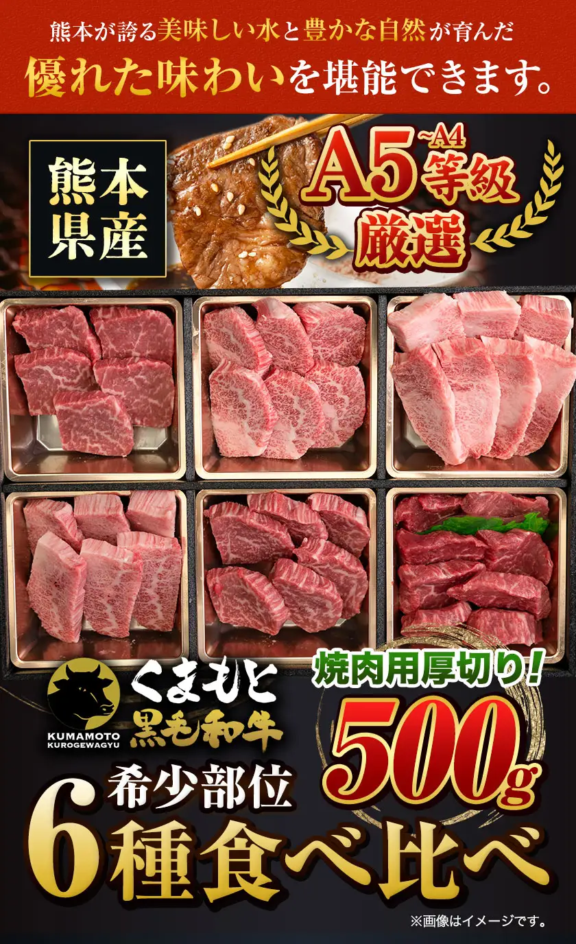 くまもと黒毛和牛 サーロイン リブロース 内モモ 希少部位 500g 牛肉 焼肉用 冷凍 《7-14日以内に出荷予定(土日祝除く)》 くまもと黒毛和牛 黒毛和牛 焼肉 肉 お肉 熊本県 南関町