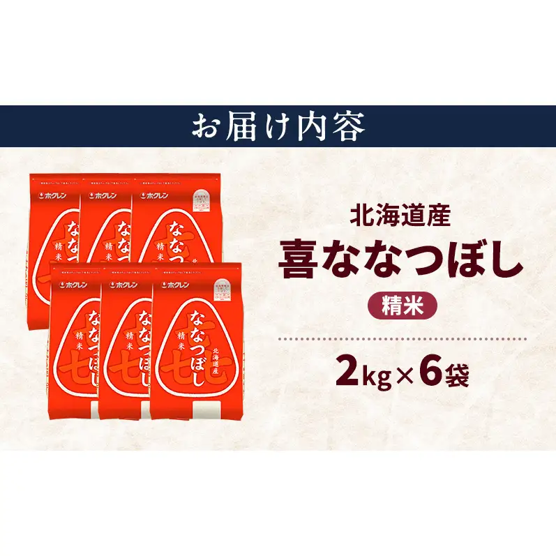 北海道産 喜 ななつぼし 精米 12kg 米 特A 獲得 白米 ごはん 道産米 ブランド米 12キロ お米 ご飯 米 北海道米 JAふらの ホクレン ホクレン米 送料無料 北海道 上富良野町
