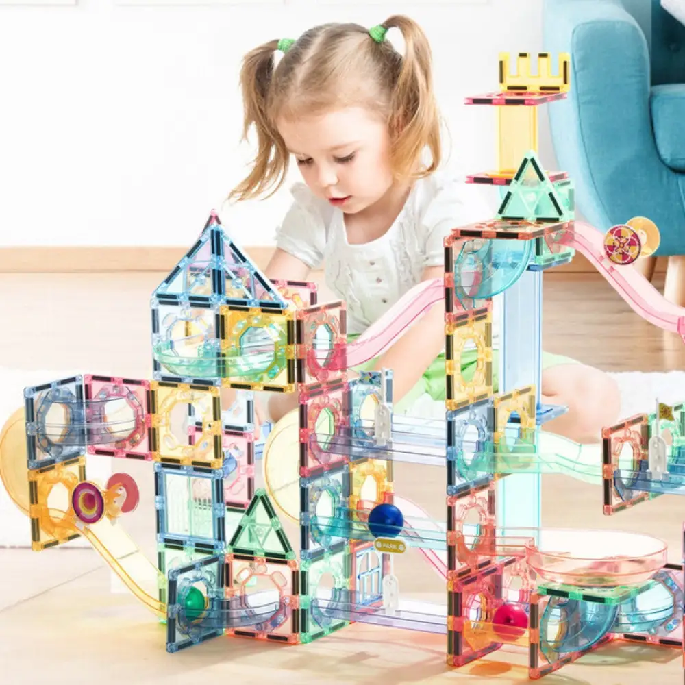 kebo 知育玩具 おもちゃ 磁石ブロック ビー玉転がし 208pcs | 積み木 スロープトイ 立体パズル お誕生日 入園 入学 お祝い 恐竜 マグネットブロック リニューアル新登場 ボールコースター