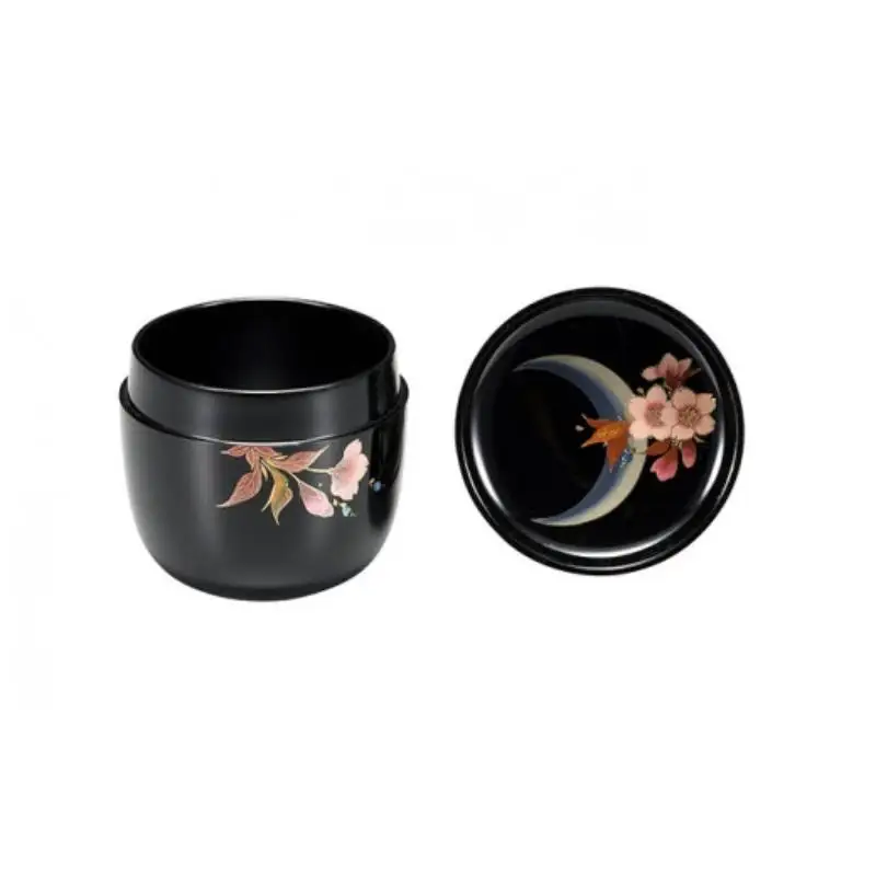 輪島塗　中棗（桜に月蒔絵） wa013 塗　棗　茶　漆器　漆器
