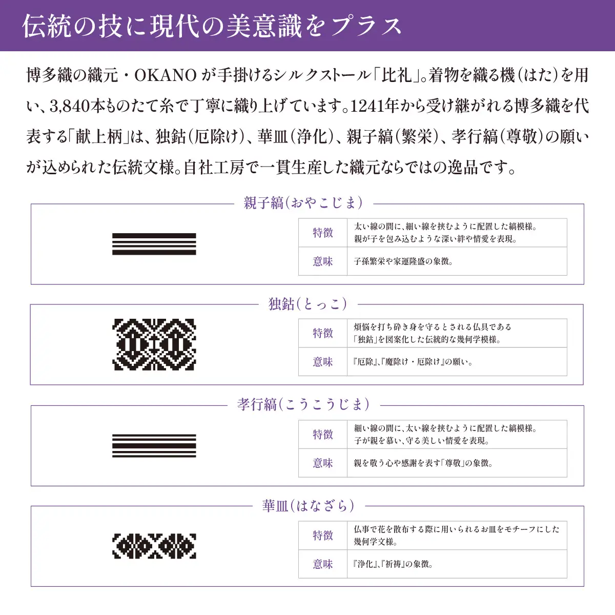 【ブラウン】博多織・絹100％ ストール 比礼 献上 クラシック献上【OKANO 博多きもの制作所】