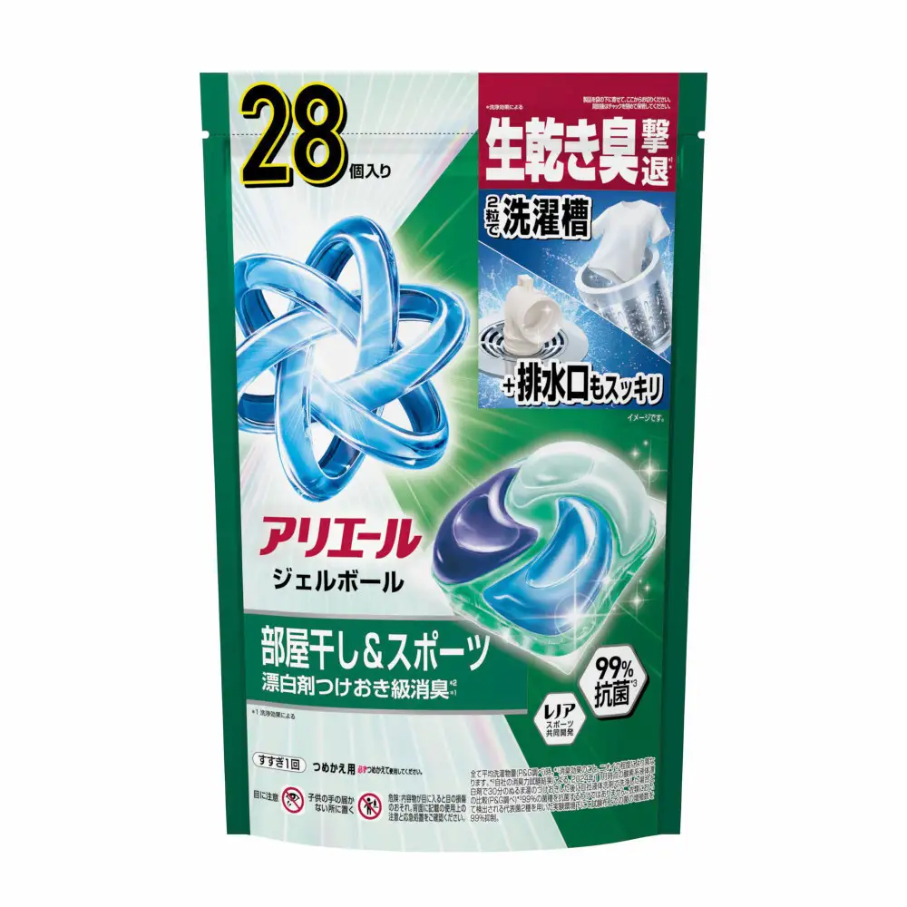 アリエール ジェルボールプロ 部屋干し 28個入 & レノア ホワイトティー つめかえ用 720mL