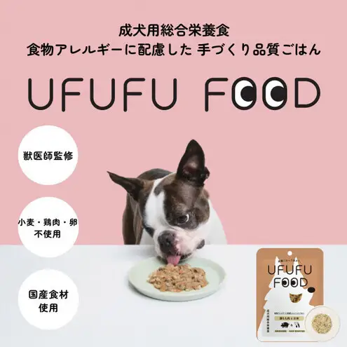 【福岡市】成犬用総合栄養食 食物アレルギーに配慮した 手づくりごはん UFUFU FOOD  レトルト 豚もも肉とお米4パック 犬用 いぬ