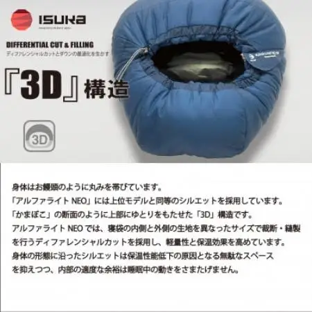 イスカ《シュラフ寝袋》アルファライト NEO 500 ダークネイビー アウトドア用。【ISKOT】【1739521】