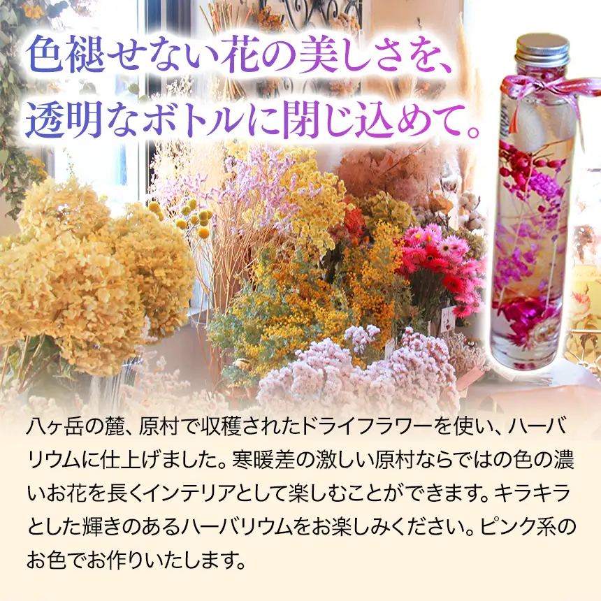 【アルル】 信州産 ドライフラワー の ハーバリウム 1本 ブルー系 おまかせ