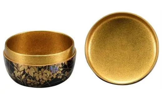 輪島塗　平棗（四季草花蒔絵） wa013 塗　棗　茶　漆器　漆器