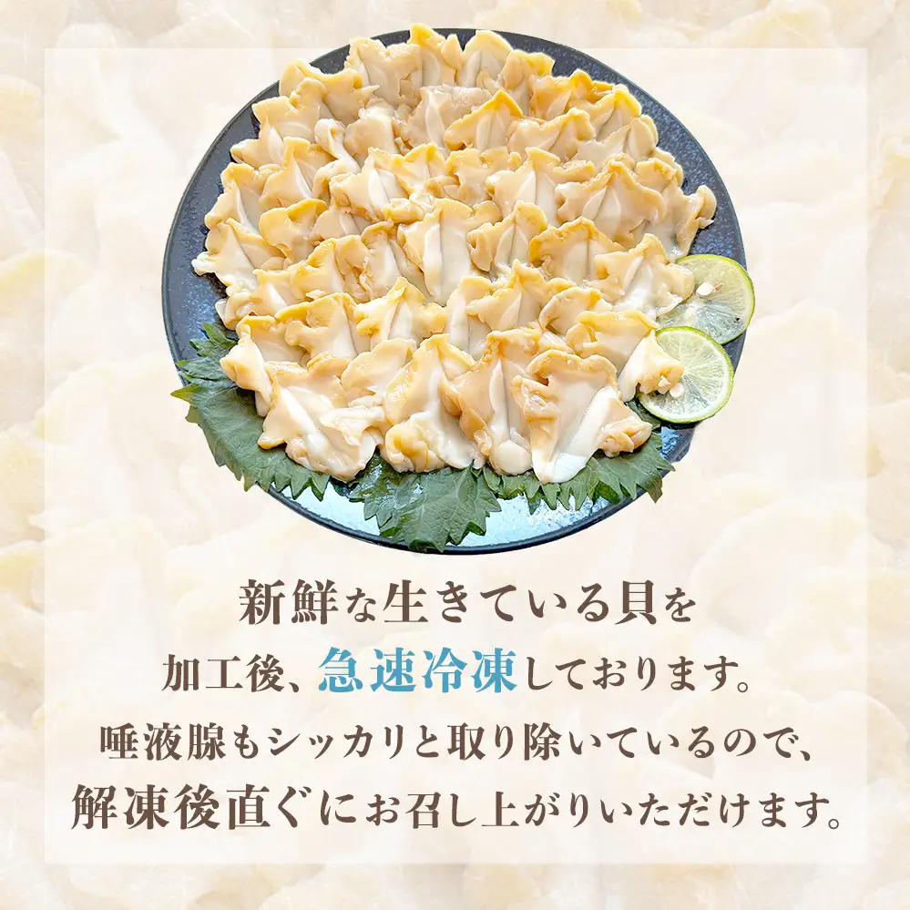 ＜先行予約＞ つぶ刺し 900g つぶ貝 刺身 ツブ貝 ツブ刺し スライス 冷凍 宮城県 石巻市