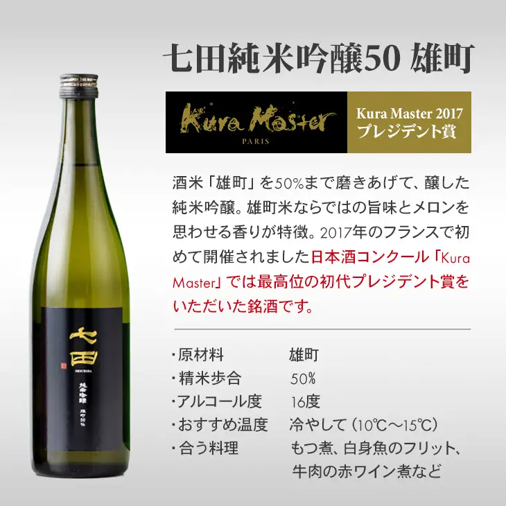 七田純米吟醸50酒米違い飲み比べセット 720ml X 2本 天山酒造 日本酒 酒 B190-026