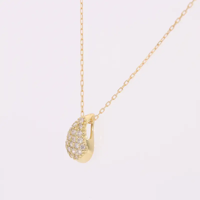 K18 イエローゴールド ティアドロップ ダイヤモンド 0.2ｃｔ ネックレス EJ-117