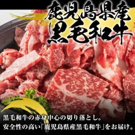 鹿児島県産 黒毛和牛 切り落とし 計約1kg(約500g×2パック)(枕崎市) A8-128【配送不可地域：離島】【1745190】