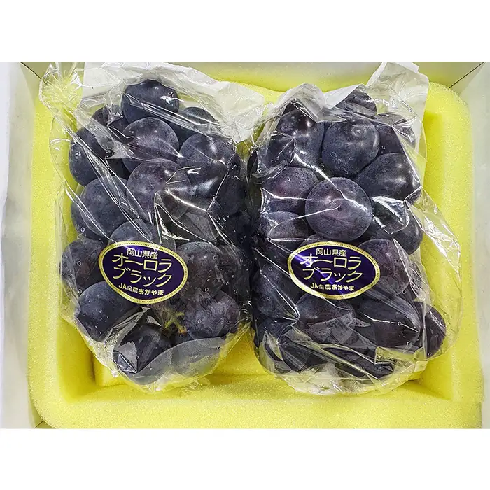 オーロラブラック 2房 (約940g) 化粧箱入り 岡山県産