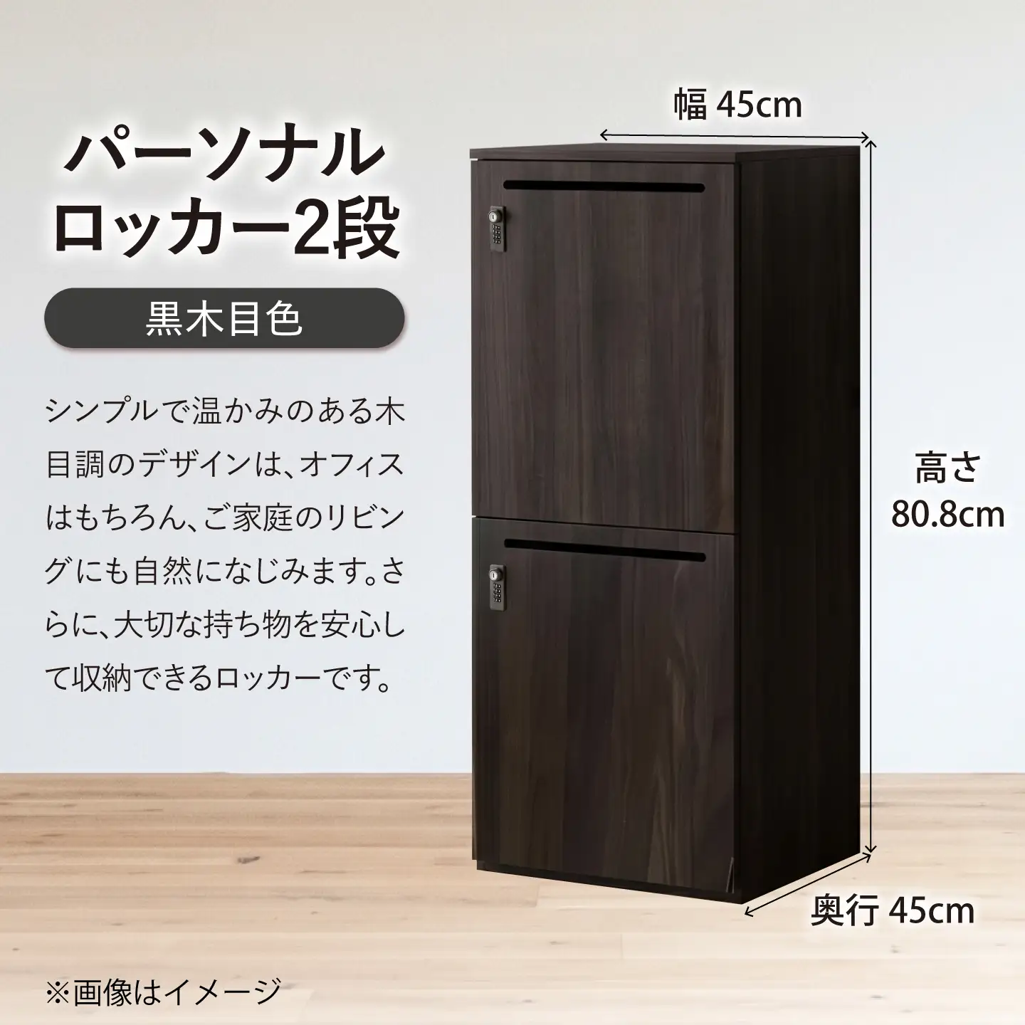 【2段/黒木目】 パーソナルロッカー 2段 RGP4545-2 黒木目色 ロッカー 収納 木製 愛西市 / タック株式会社[AEAH028-2]