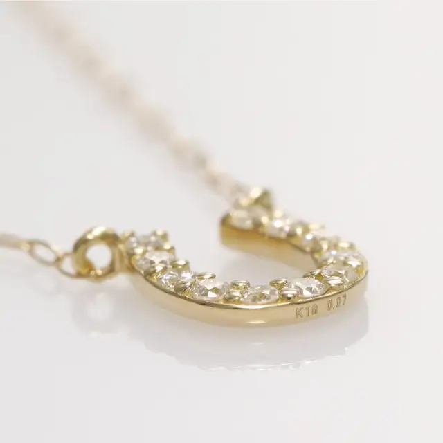 K18YG ホースシュー ダイヤモンド ネックレス Small /b0270da