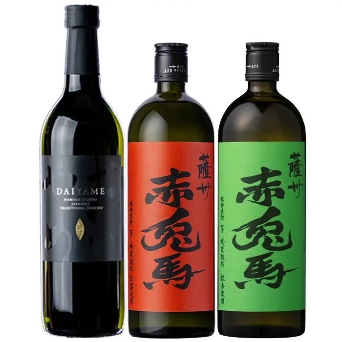 《数量限定》本格芋焼酎「赤兎馬 抹茶」「赤兎馬 玉茜」「 だいやめ 」720ml × 各1本 合計3本 焼酎【99-026-32】