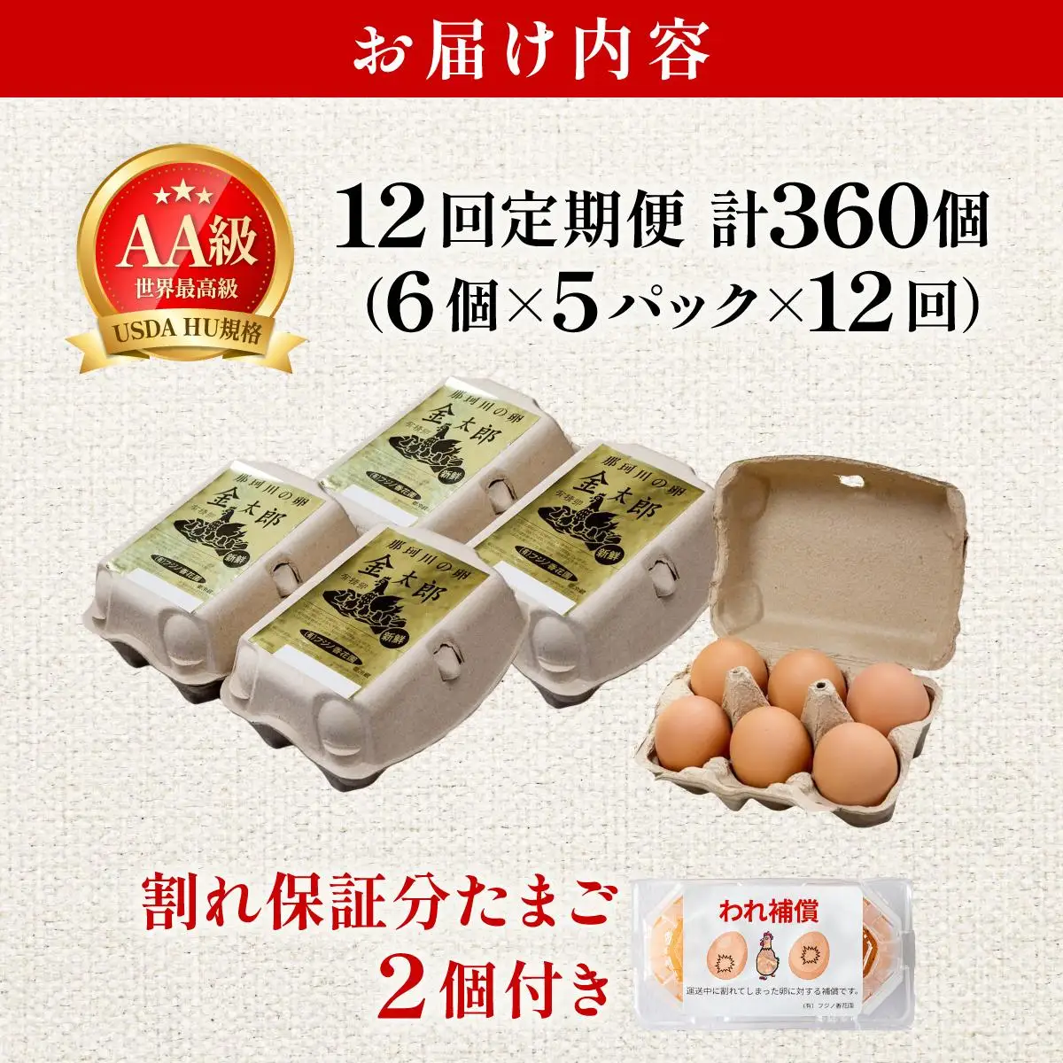  ＜定期便・全12回＞鮮度AA級の世界最高ランク！金太郎卵 平飼い たまご 30個（6個×5パック）