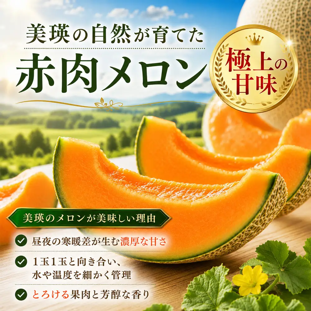 【7月中旬発送】マスクメロン 赤肉品種（家庭用） 2玉 1.6kg以上 高級メロン！ マスクメロン 果物 フルーツ ギフト 農家直送