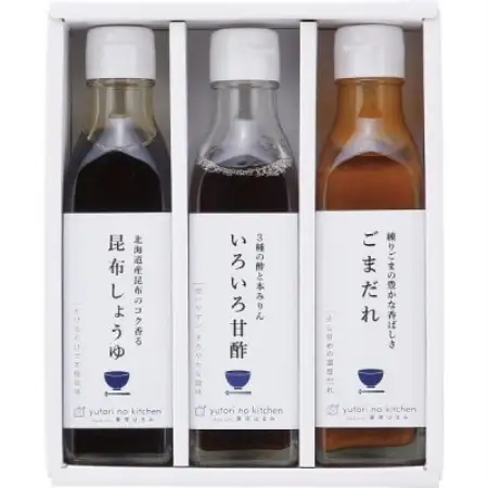 料理家　栗原はるみ監修　調味料3本セット(昆布しょうゆ・いろいろ甘酢・ごまだれ)【1739730】