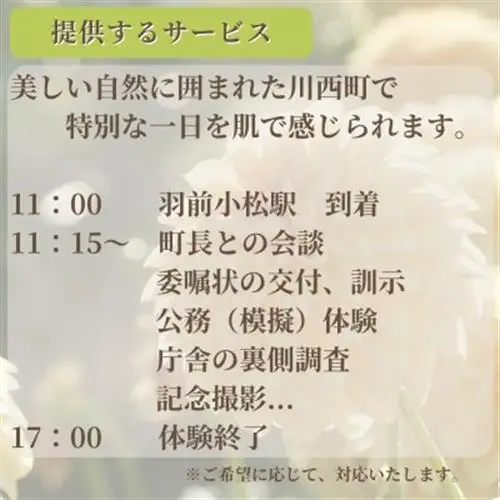 【山形県川西町】一日『もぎ』町長体験(1泊3食(昼食・夕食・朝食)/1名様)【1744127】