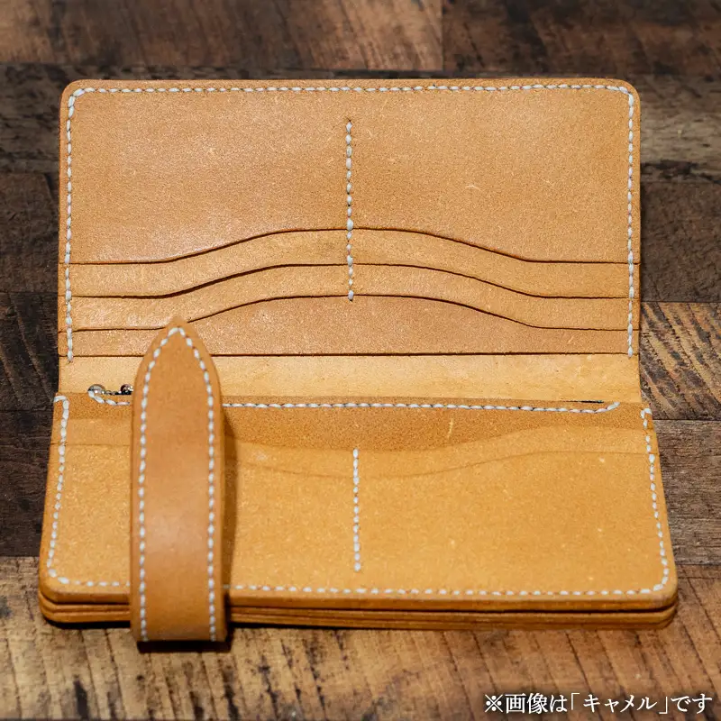 ヌメ革財布（黒色）長財布 サイフ さいふ ウォレット ブラック 本革 革製品 シンプル オリジナル デザイン 富山県 立山町 F6T-959