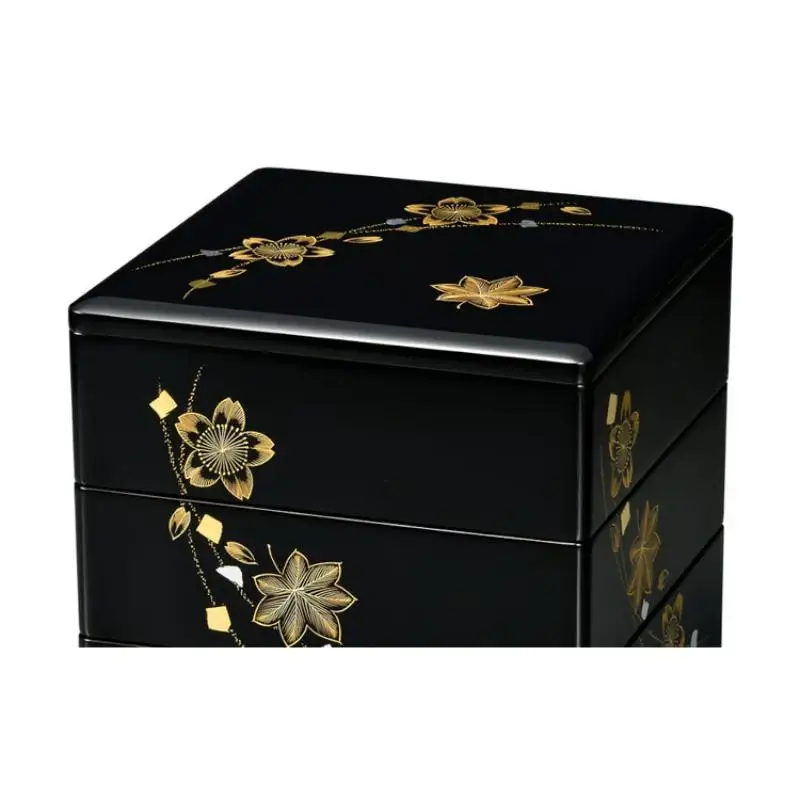 輪島塗　三段重　春秋箔散　沈金 wa013 塗　重　漆器　漆器