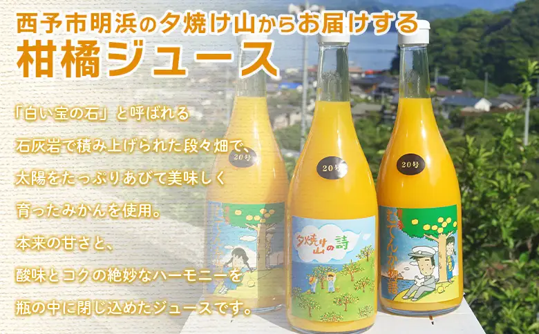 ＜青春 夢てんか物語 合計6本＞『1か月以内に順次出荷予定』 ジュース みかんジュース 温州みかん うんしゅうみかん  柑橘 果物 みかん 蜜柑 ミカン 詰め合わせ 詰合せ 夕焼け山農園 特産品 愛媛県 西予市【常温】AYN0004