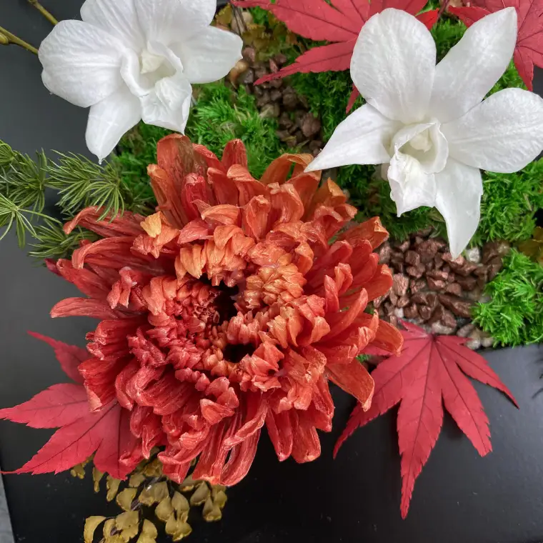 プリザーブドフラワー　紅詩（あかし）【埼玉県 春日部市 和風 装飾 贈り物 室内鑑賞 記念品 手仕事 美しい 彩り 長期間】（AJ268）