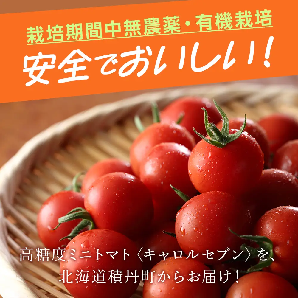 先行受付〈100％有機肥料使用〉積丹産ミニトマト「キャロル7」たっぷり1kg