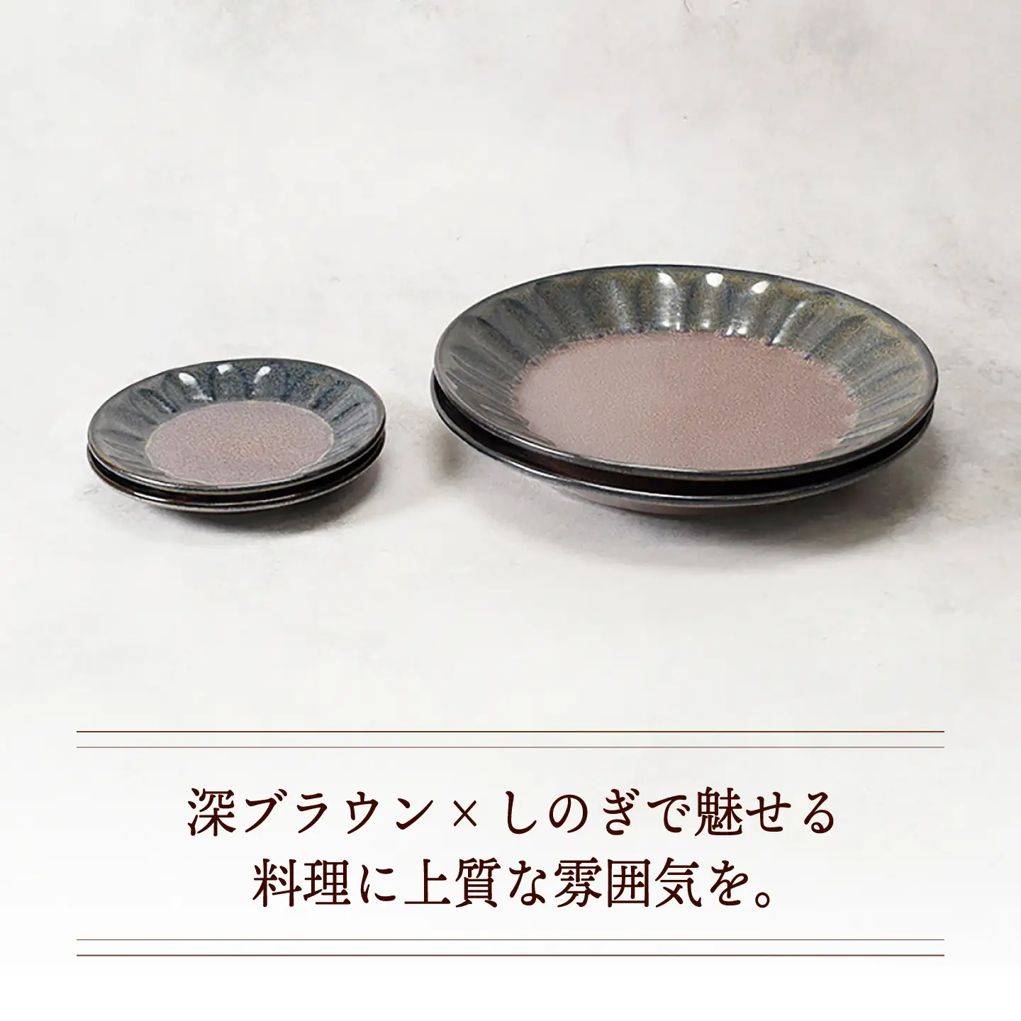 【美濃焼】紫煌 しこう しのぎ型 8.0皿 ＆ 4.5皿 各2枚 合計4枚セット【カネ定製陶】 食器セット プレート 和食器[MEI356]