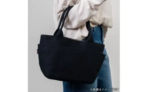 sasicco 三河木綿刺し子織 ポッシュトートM （ 黒 ） 