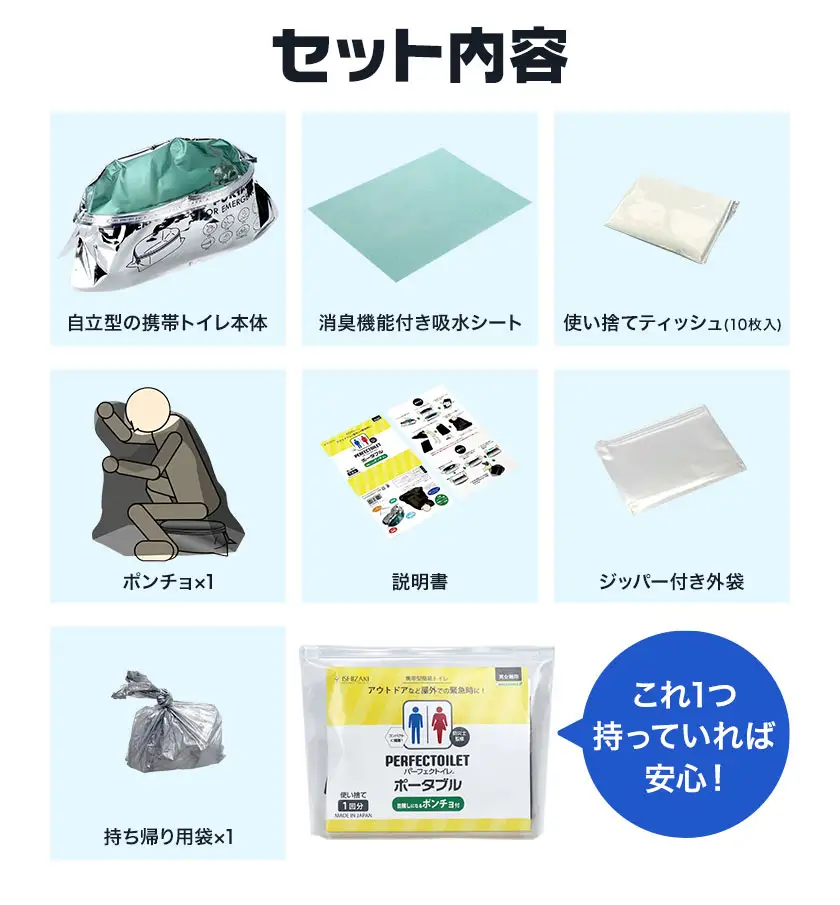 自立型携帯トイレ パーフェクトイレ ポータブル 1回分 