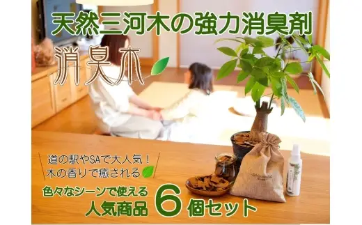 三河産天然木の消臭剤 「 消臭木 」 セットA