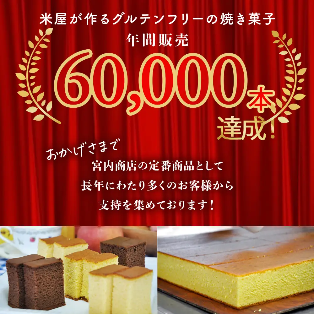 四万十の米粉カステラ【龍馬の太鼓判】 ゆず味半斤1本 カステラ グルテンフリー スイーツ ／Bmu-81