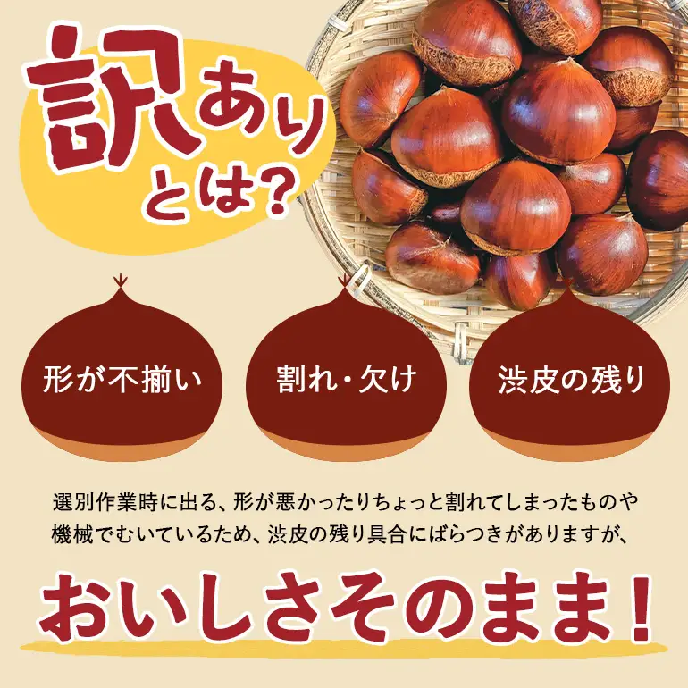 訳あり荒むき栗（500g×1パック） JO-022