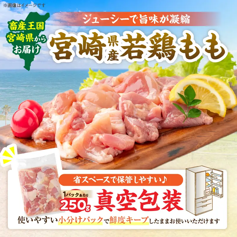 宮崎県産 若鶏もも肉 切身 250g×12袋 計3kg_BDV3-26